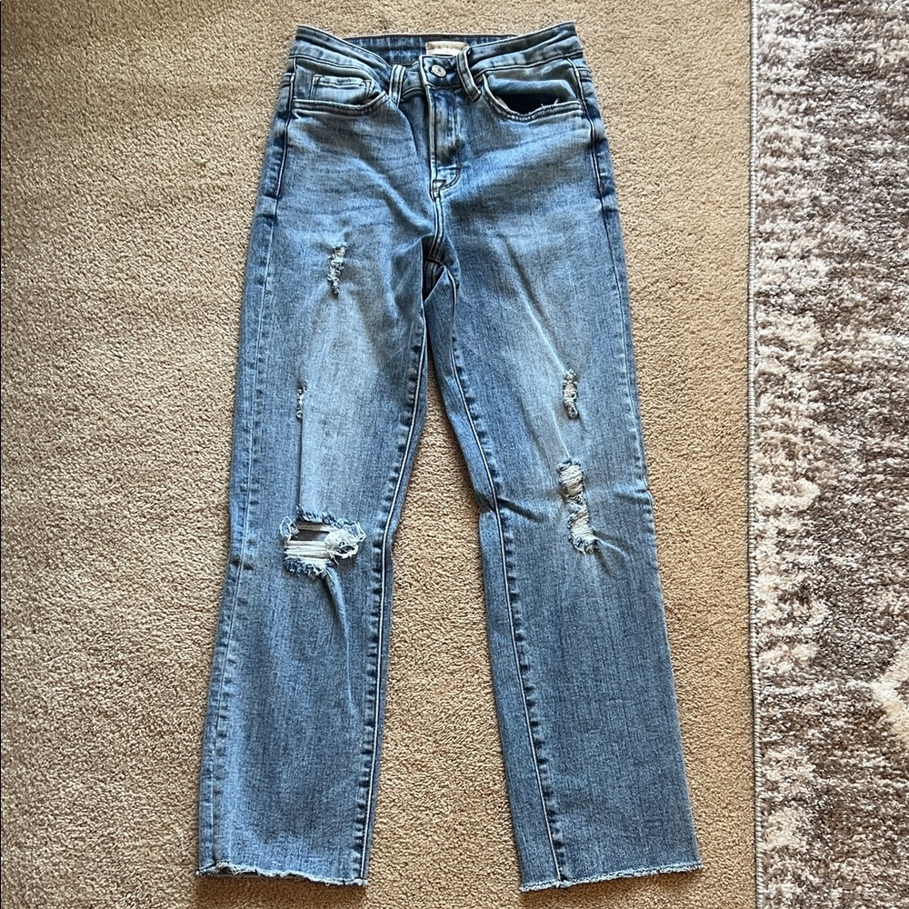 Altar’d State Women's Straight Leg  Ripped Jeans